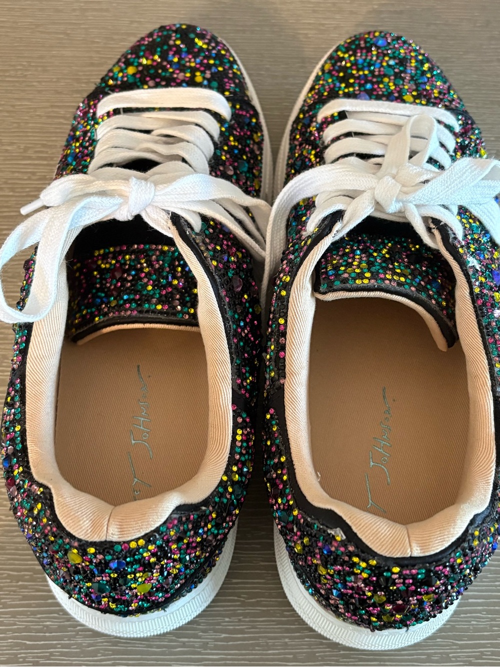 Blue by Betsey Johnson Sidny Multi Rhinestone Platform Sneakers Size 9 - Picture 10 of 11